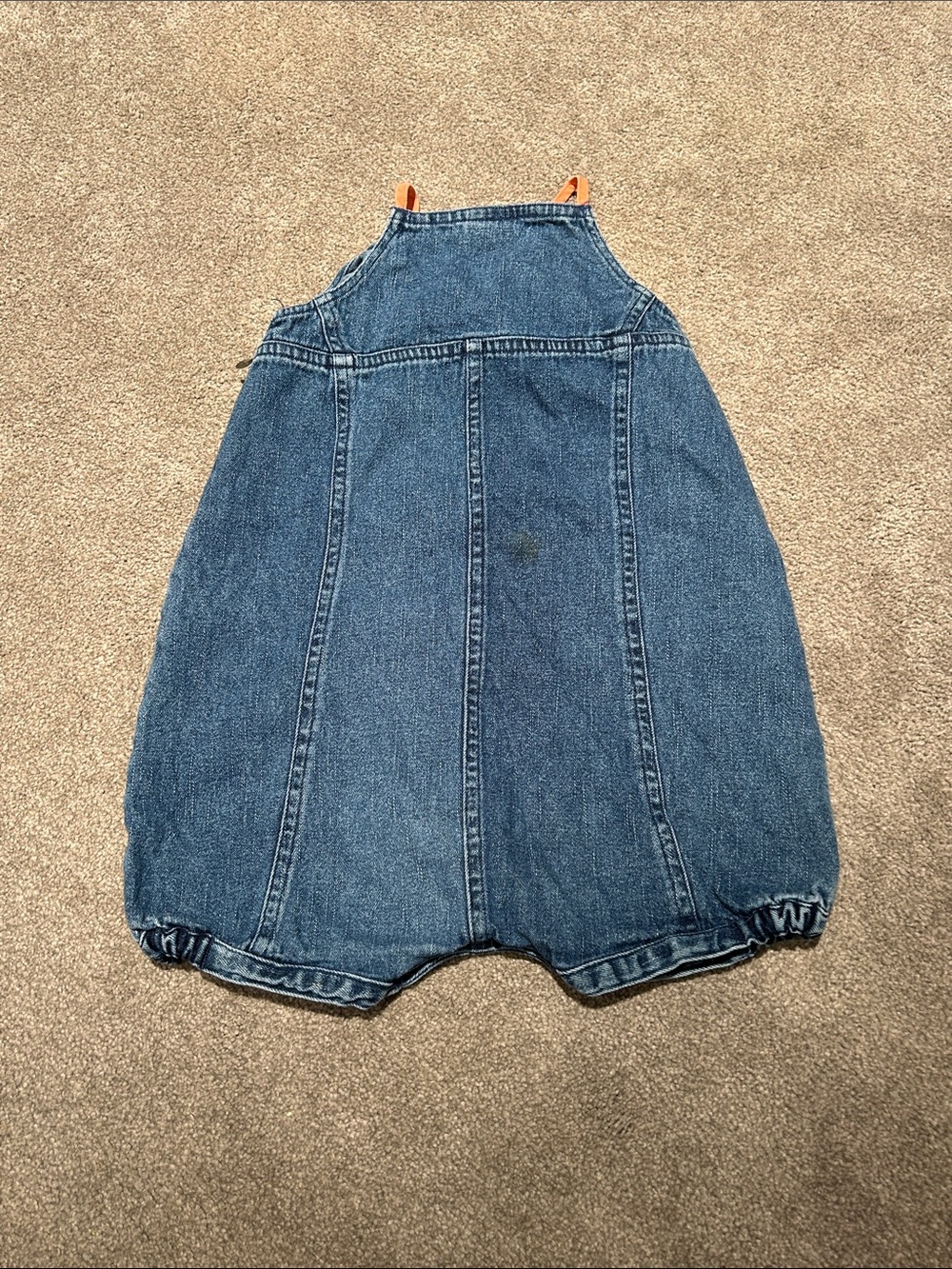 The Children's Place Denim Bubble Romper with Floral Appliqués - Blue & Orange - Picture 3 of 4
